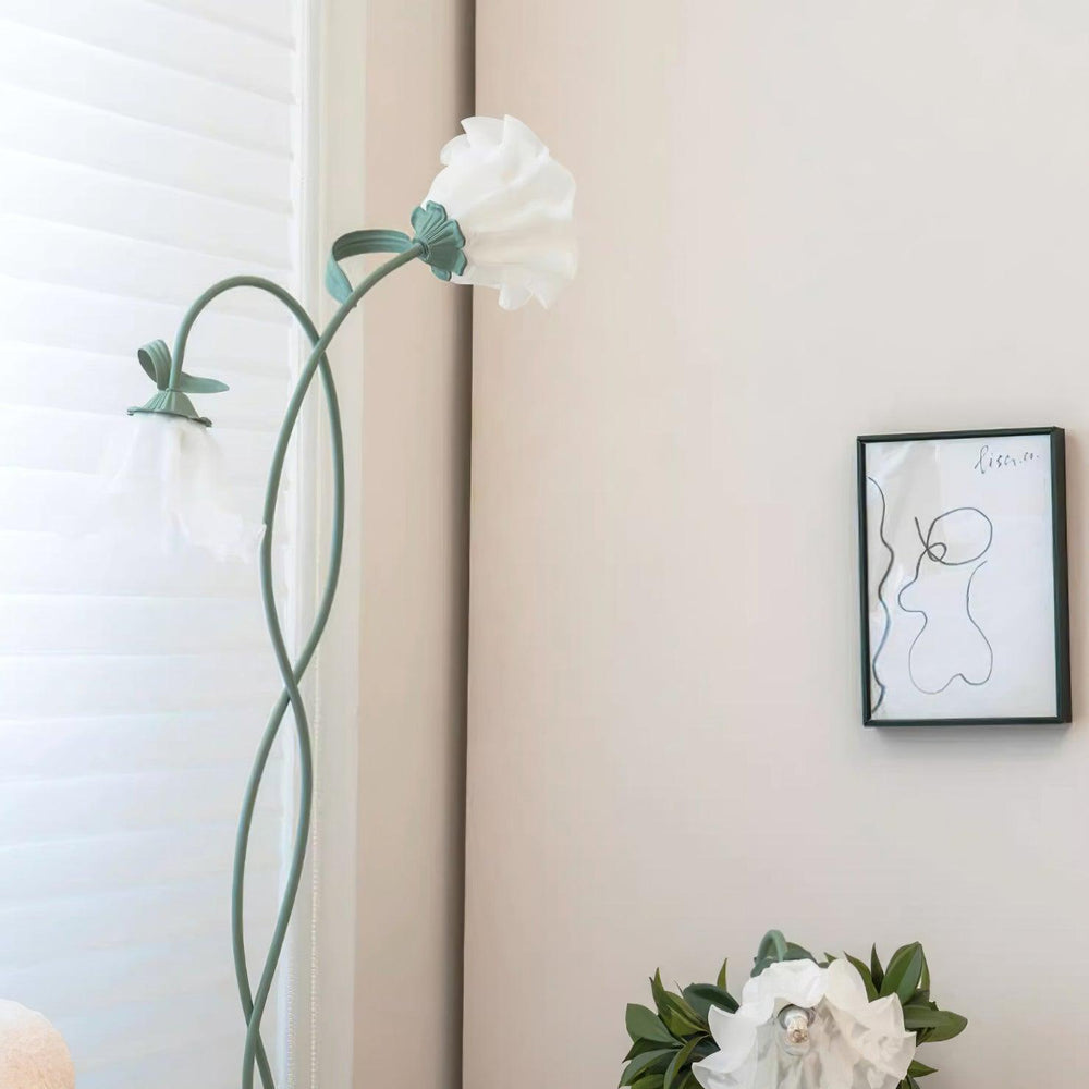 Calla Flower Floor Lamp Matte Green Floral Standing Light