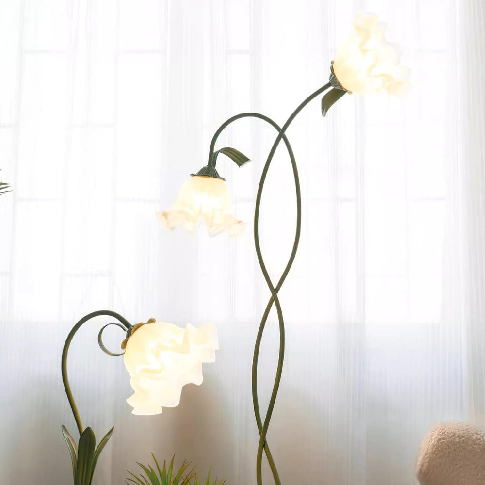 Calla Flower Floor Lamp Matte Green Floral Standing Light