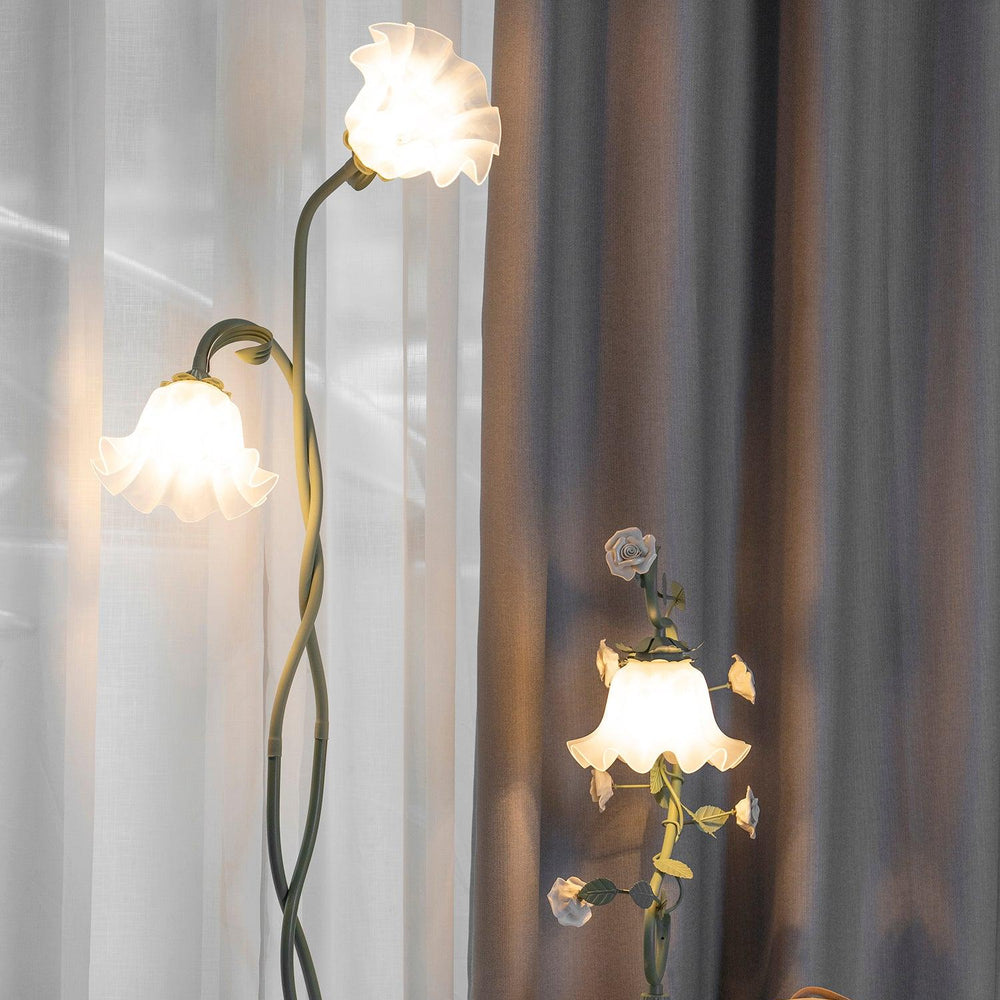 Calla Flower Floor Lamp Matte Green Floral Standing Light