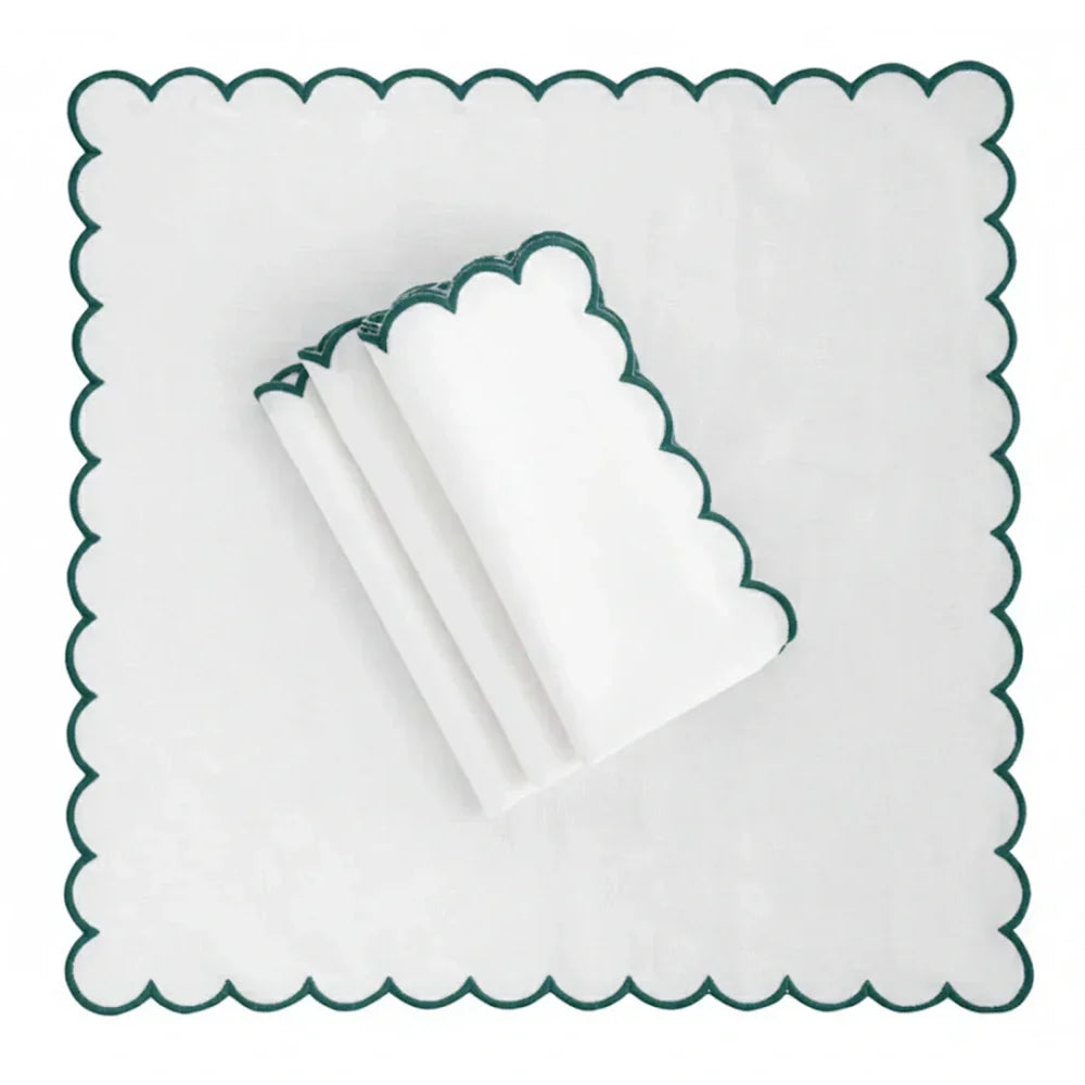 Green scallop napkins