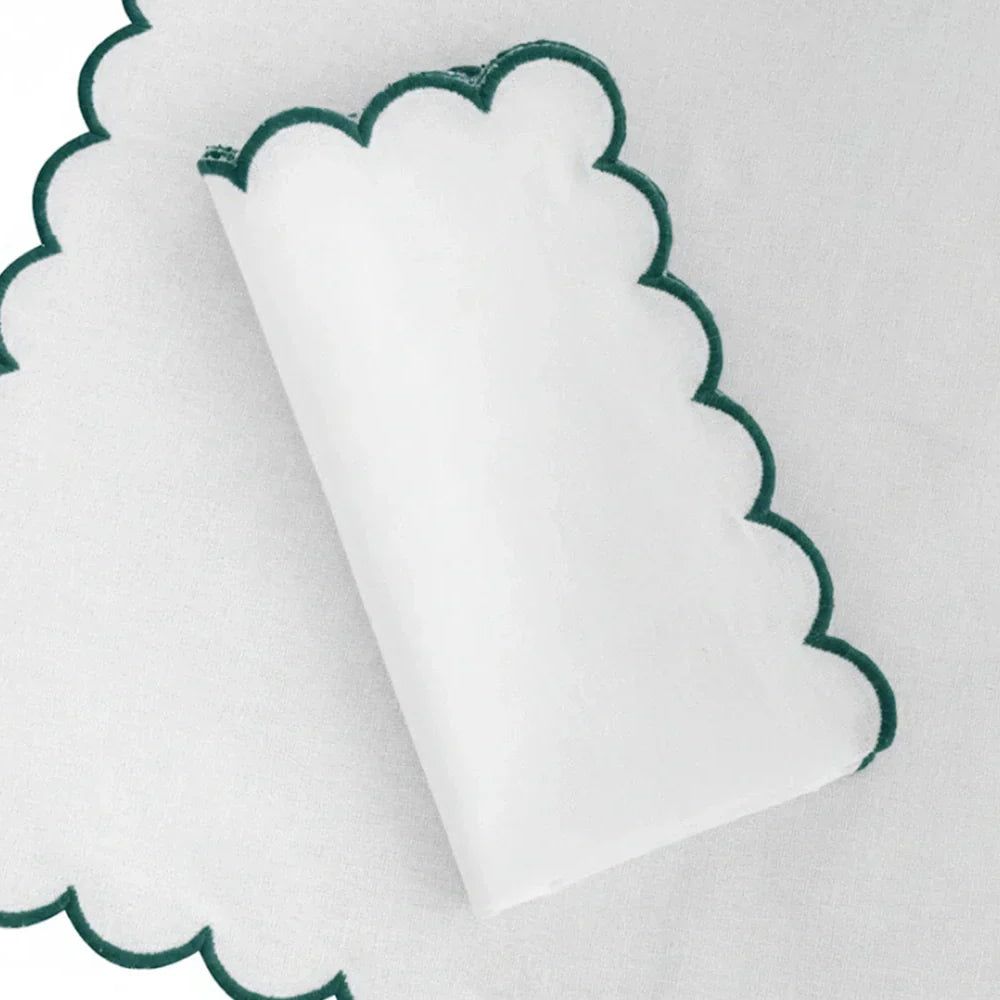 Green scallop napkins
