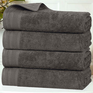 Honeycomb Textured Waffle Border Cotton Bath Towels, Set of 4 - Bath Towel by Superior Brand