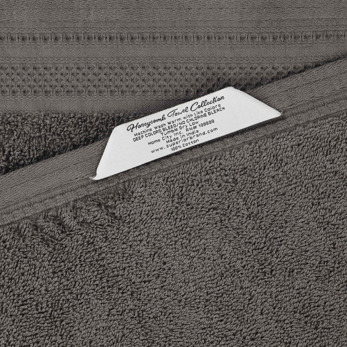 Honeycomb Textured Waffle Border Cotton Bath Towels, Set of 4 - Bath Towel by Superior Brand