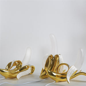 Banana Table Lamp Art Deco Brass Chrome Accent Light