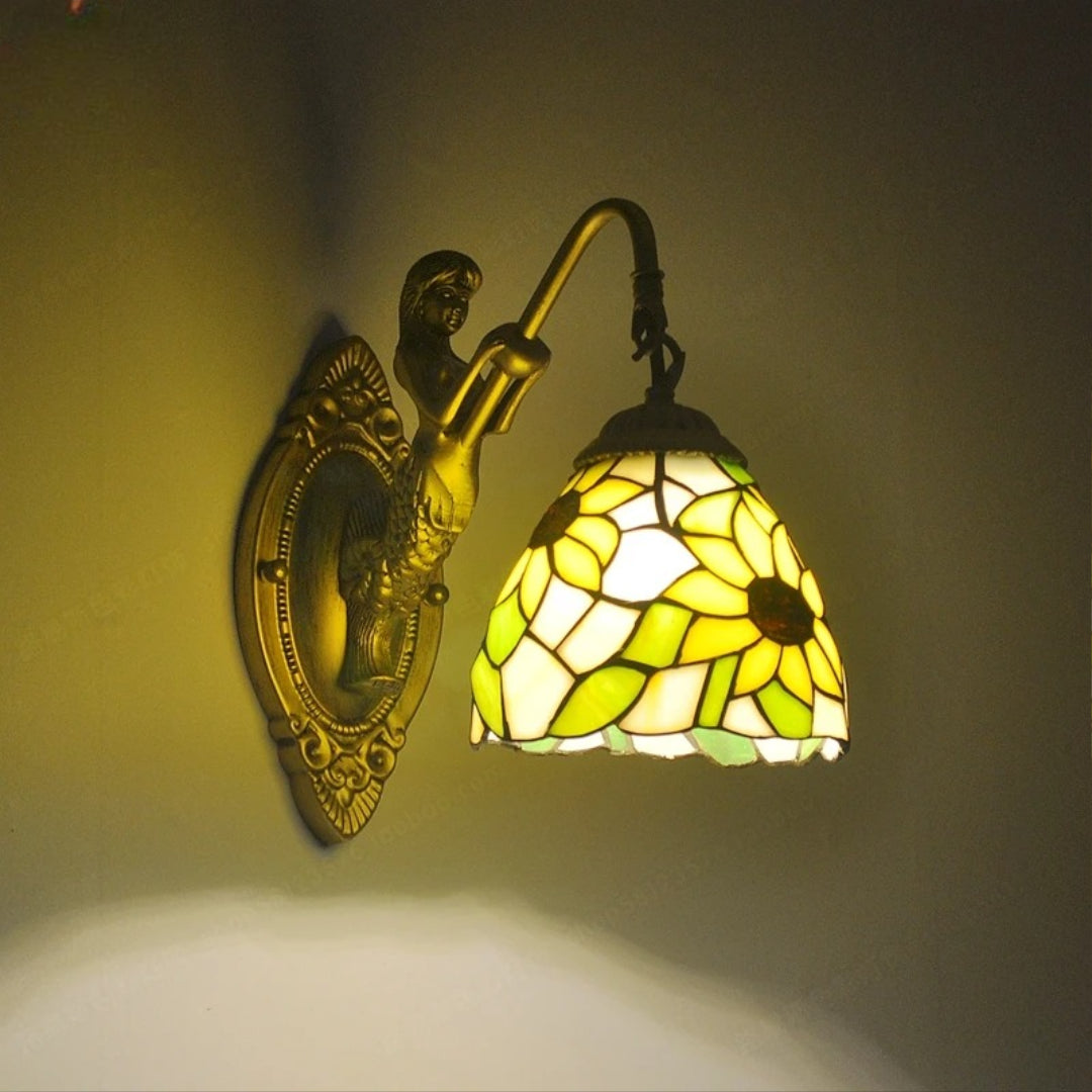 6" Tiffany Style LED Wall Lamp Mermaid Glass Bedroom Living Room Vanity Light