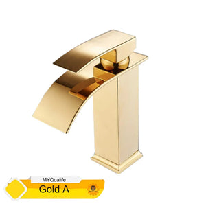 Black Waterfall Bathroom Faucet Basin Mixer Tap Single Hole Hot Cold Sink Tap