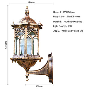 Retro Outdoor Waterproof E27 Wall Lamp Garden Courtyard Villa Balcony Sconce
