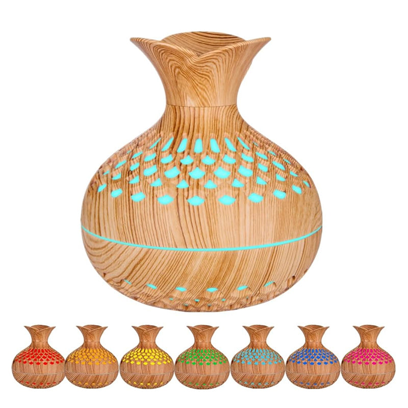 Wood Grain Aromatherapy Diffuser 300ml USB Mini Air Humidifier with Night Light