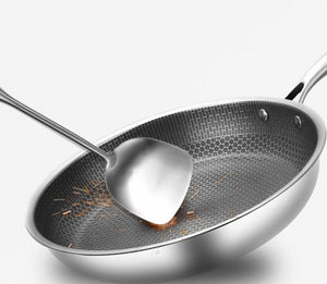 ChefSeries | Stainless Steel Frying Pan with Honeycomb Texture | Scratch-Resistant Non-Stick Coating for Even Cooking