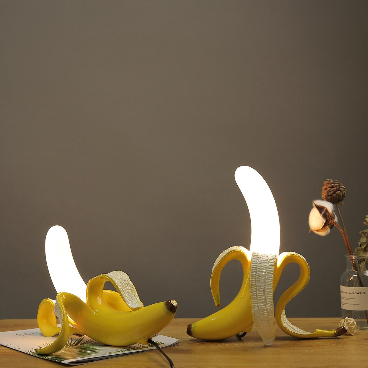 Banana Table Lamp Art Deco Brass Chrome Accent Light