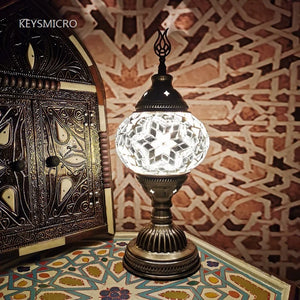 Turkish Mosaic Table Lamp Handcrafted Stained Glass Vintage Romantic Bedside Light