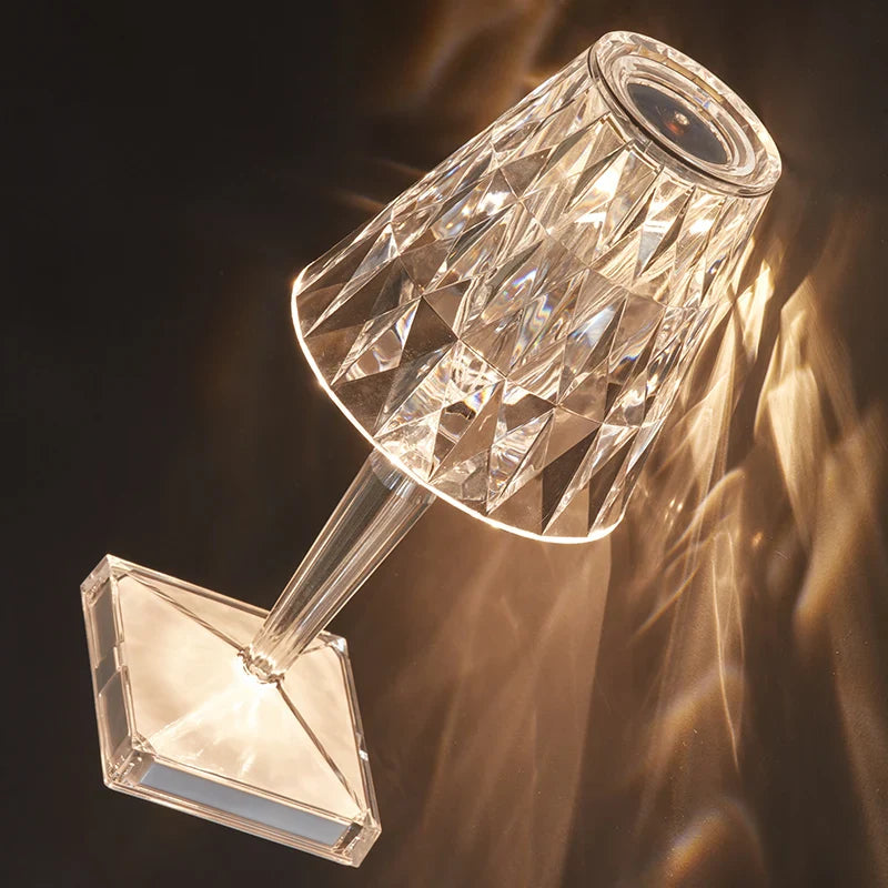 Rechargeable Diamond Table Lamp USB Crystal Bedside Light Acrylic Desk Decor