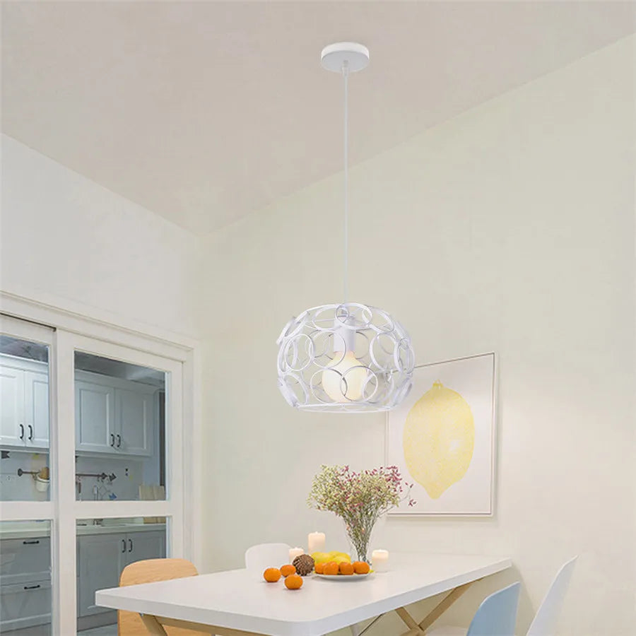 Retro Loft Industrial Pendant Light Wrought Iron Metal Ball E27 Hanging Lamp