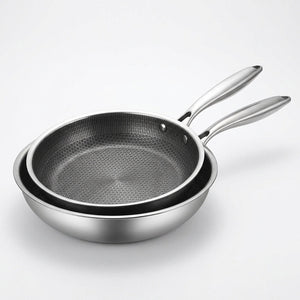 ChefSeries | Stainless Steel Frying Pan with Honeycomb Texture | Scratch-Resistant Non-Stick Coating for Even Cooking