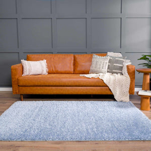 Faina Solid Aqua Shag Washable Area Rug - Clearance