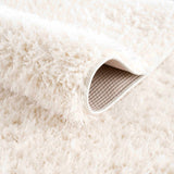 Faina Solid Cream Shag Washable Area Rug - Clearance