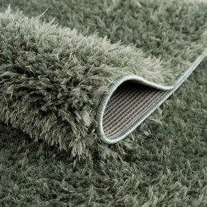 Faina Solid Green Shag Washable Area Rug - Clearance