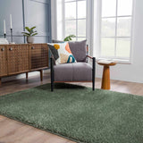 Faina Solid Green Shag Washable Area Rug - Clearance