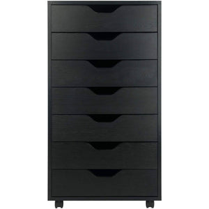 Modern Scandinavian Style 7-Drawer Storage Cabinet Chest in Black Finish