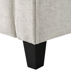 Modern 3-Seater Upholstered Sofa in Cream Microfiber with Button Tufted Cushions