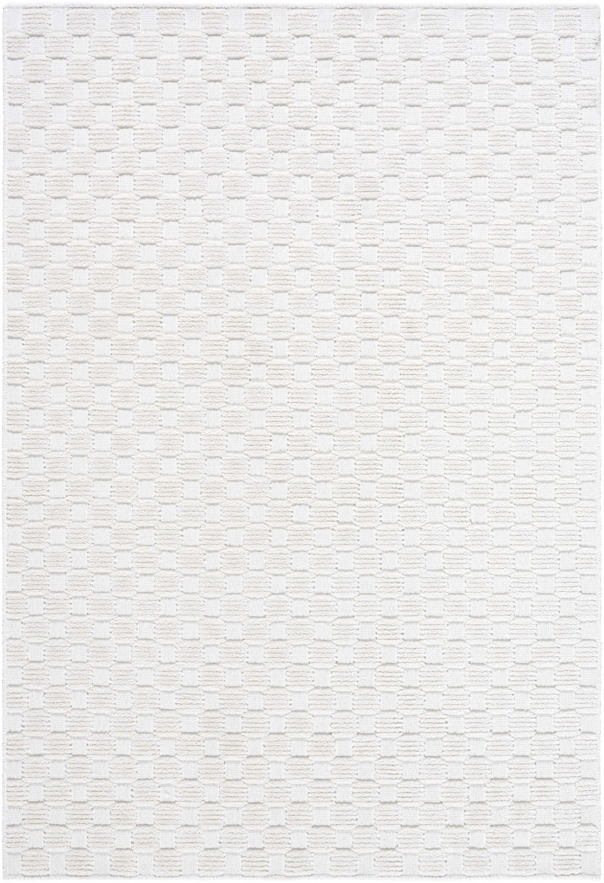Anthea Off-White 3D Checkered Washable Rug