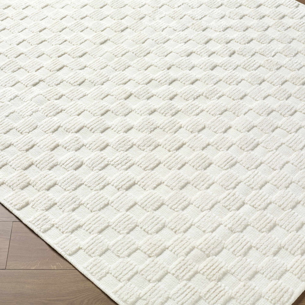 Anthea Off-White 3D Checkered Washable Rug