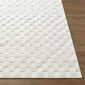 Anthea Off-White 3D Checkered Washable Rug