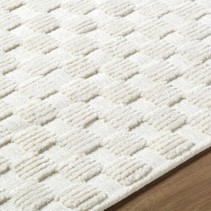 Anthea Off-White 3D Checkered Washable Rug