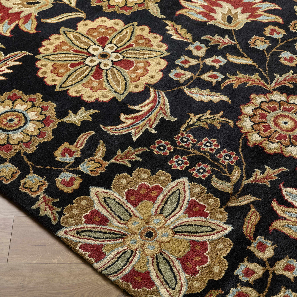 Heaters Black Floral Wool Carpet