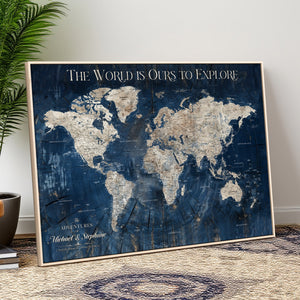 Custom Push Pin Travel Map Wall Art Canvas Print –