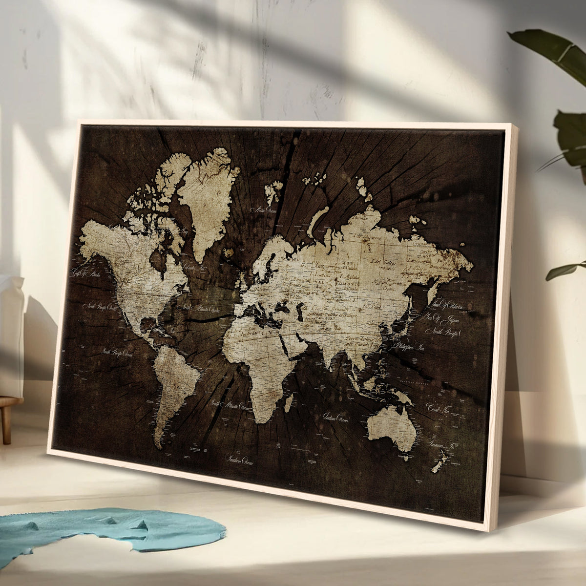 World Map Wall Art Canvas Print – Framed Travel Map Wall Art
