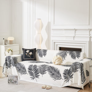 Leaf Printed Slipcover Sofa Covers, Universal Couch Throw Cover, Pets Furniture Protector for Home Decor