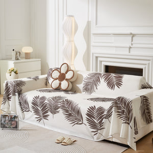 Leaf Printed Slipcover Sofa Covers, Universal Couch Throw Cover, Pets Furniture Protector for Home Decor