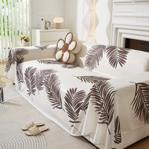Leaf Printed Slipcover Sofa Covers, Universal Couch Throw Cover, Pets Furniture Protector for Home Decor