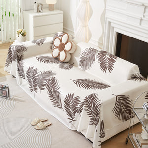 Leaf Printed Slipcover Sofa Covers, Universal Couch Throw Cover, Pets Furniture Protector for Home Decor