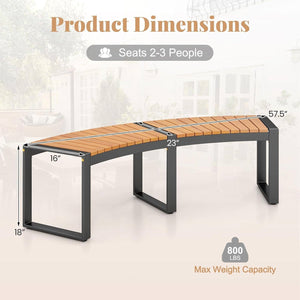 Outdoor Metal Frame Wood Slat Backless Garden Bench with Modern Arch Design
