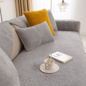 Luxury Sherpa Fleece Solid Sofa Towels Thickened Plush Non Slip Sofa Cushion Covers