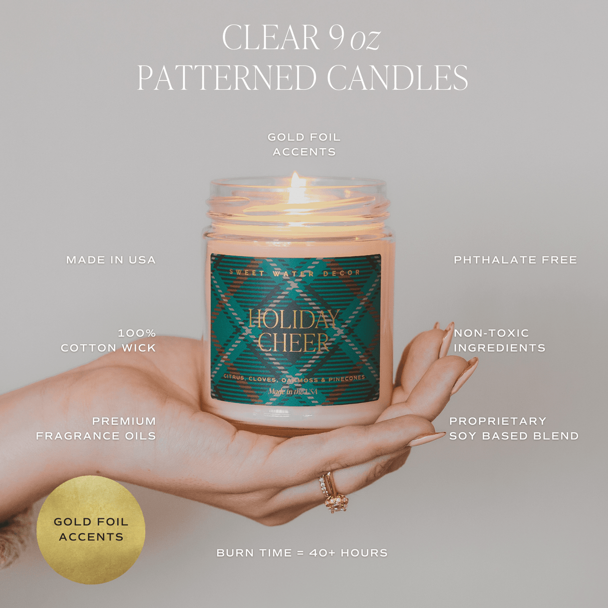Let It Snow Soy Candle - Patterned 9 oz Clear Jar