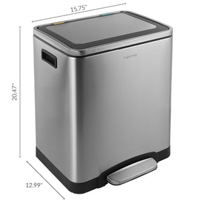 Elmo Rectangular Double Bucket Trash Can with Soft-Close Lid