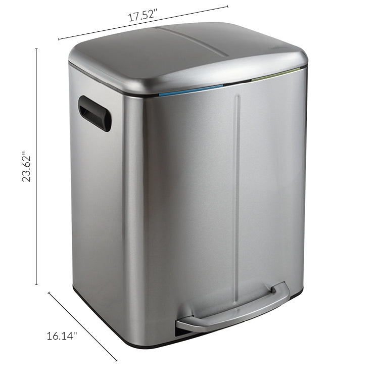 Marco Rectangular Double Bucket Trash Can with Soft-Close Lid