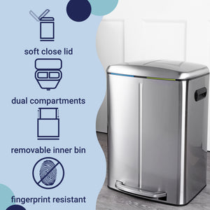 Marco Rectangular Double Bucket Trash Can with Soft-Close Lid