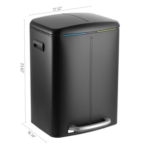 Marco Rectangular Double Bucket Trash Can with Soft-Close Lid System