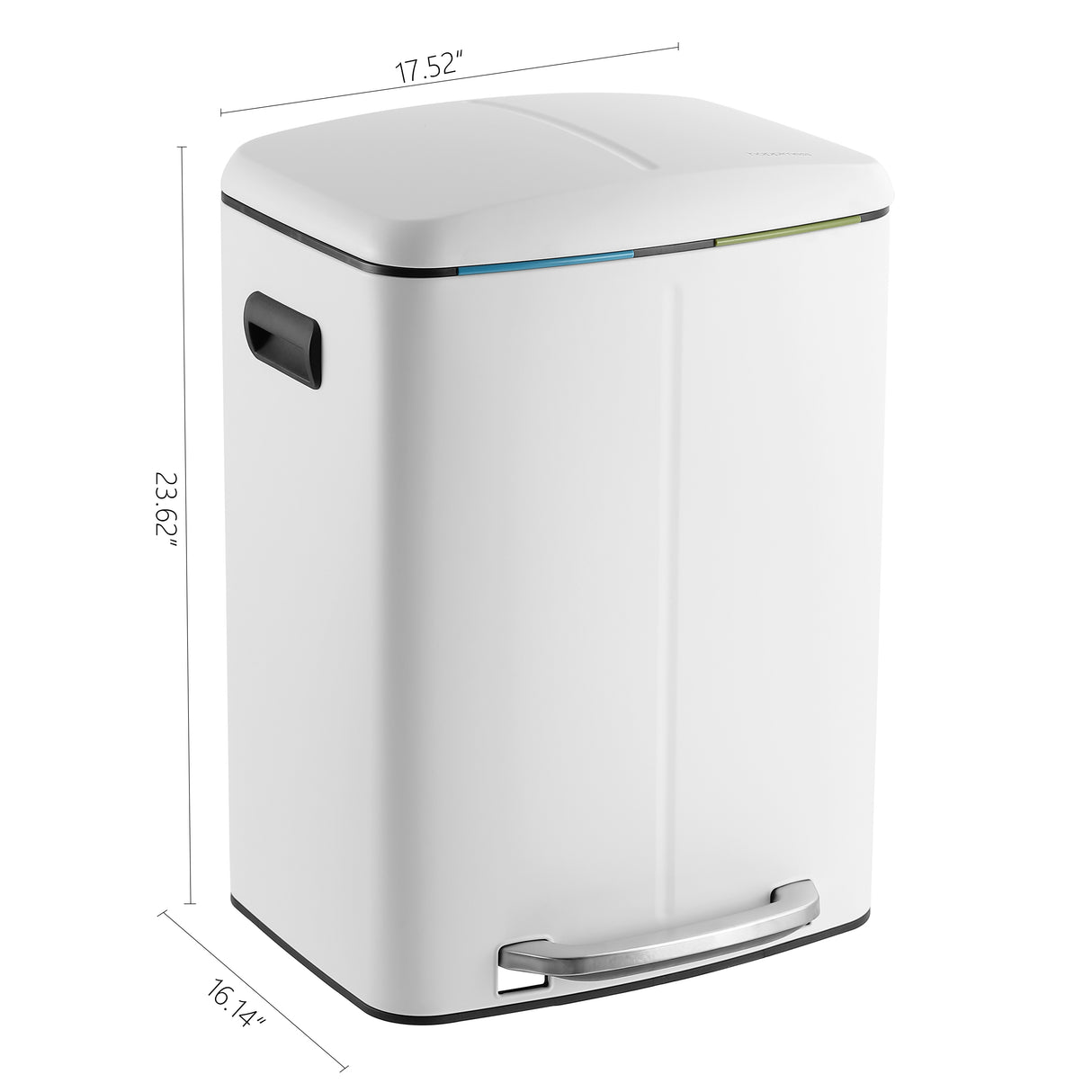 Marco Rectangular Double Bucket Trash Can with Soft-Close Lid