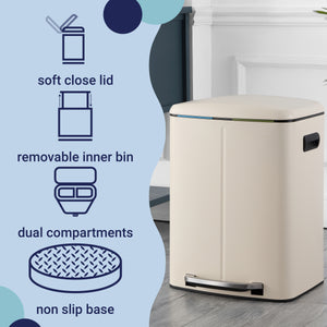 Marco Rectangular Double Bucket Trash Can with Soft-Close Lid
