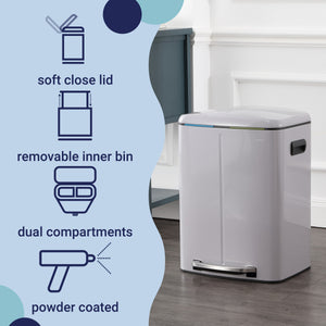 Marco Rectangular Double Bucket Trash Can with Soft-Close Lid