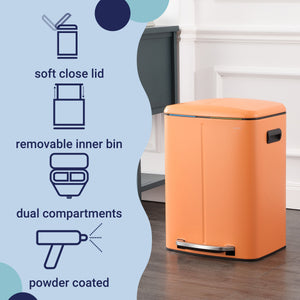 Marco Rectangular Double Bucket Trash Can with Soft-Close Lid