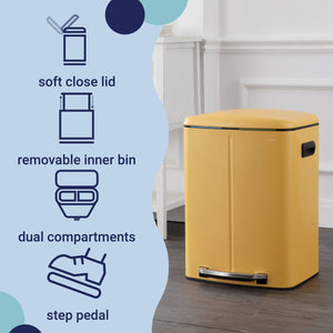 Marco Rectangular Double Bucket Trash Can with Soft-Close Lid