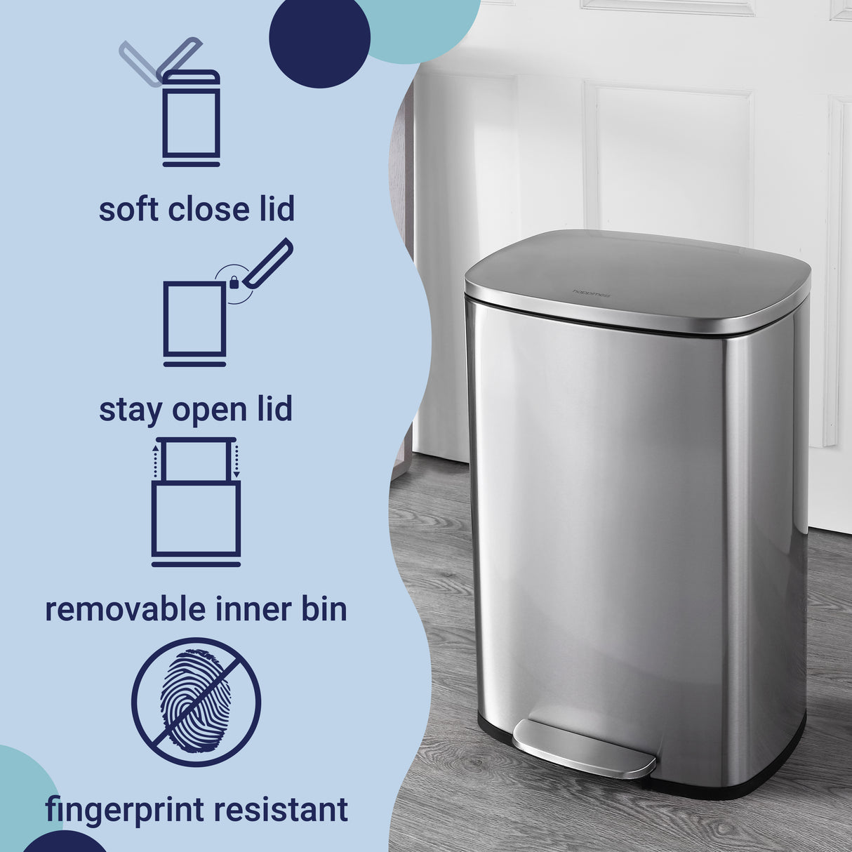 Connor Rectangular Trash Can with Soft-Close Lid and FREE Mini Trash Can