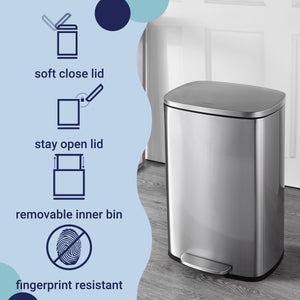 Connor Rectangular Trash Can with Soft-Close Lid and FREE Mini Trash Can