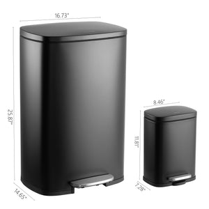 Connor Rectangular Trash Can with Soft-Close Lid and FREE Mini Trash Can Set